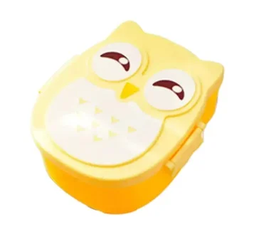 2 Layer Cute Cartoon Owl Lunchbox Kids Children Home $ School Food Fruit Storage Container