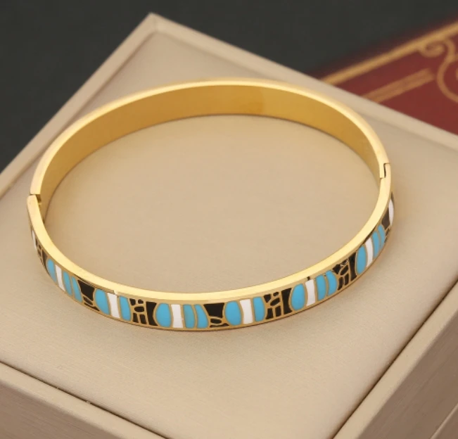 2024 new Quality Stainless Steel Multiple Design Enamel Charm Bangles Wholesale Jewelry