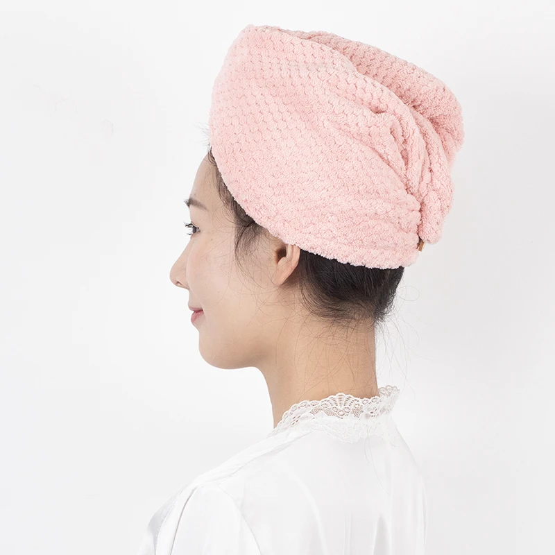 Super absorbent Hair turban waffle towel shower custom logo hair towel quick dry Coral fleece microfiber towel for drying hair
