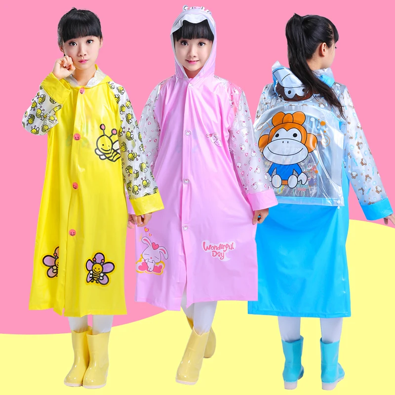 Rain Coats for Kids Emergency Reusable Outwear Kids RainCoat Rain Ponchos With Hood and Bag Seat