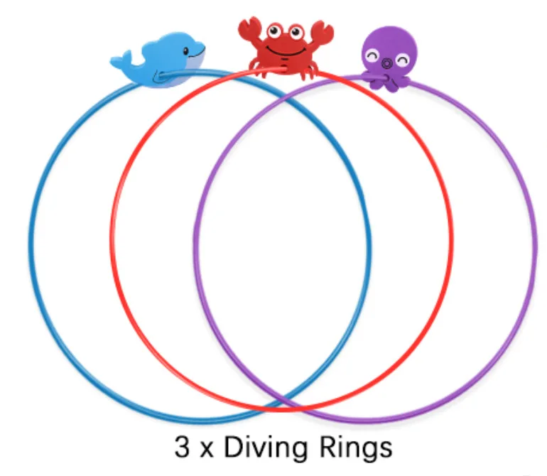 Underwater Training Program Games Water Sports 3PC Pool Diving Rings Toys Swim Hoops Swimming Through Rings for Kids Adult