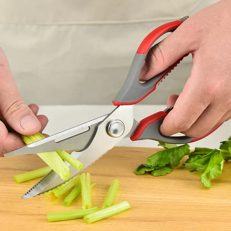 
Household multifunctional kitchen powerful scissors stainless steel magnetic refrigerator chicken bone scissors 