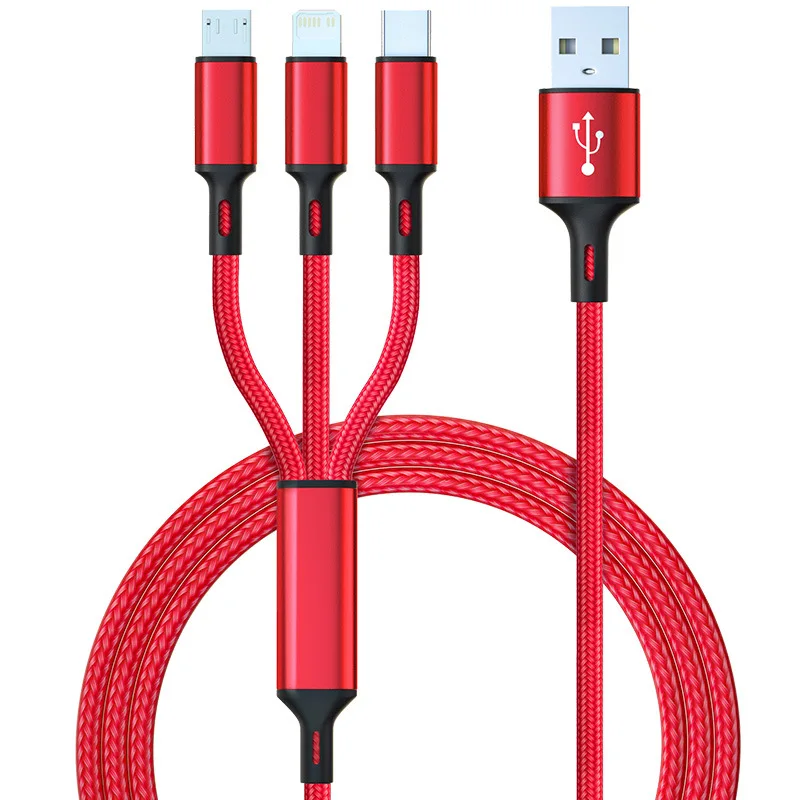 
one for three mobile phone data cable for Apple Android TYPEC three-in-one usb braided fast charge 