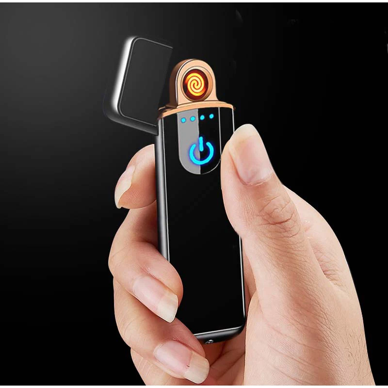 USB Electric Lighters Windproof USB Rechargeable Touch Windproof Cigarette Accessories Electric Lighter Portable