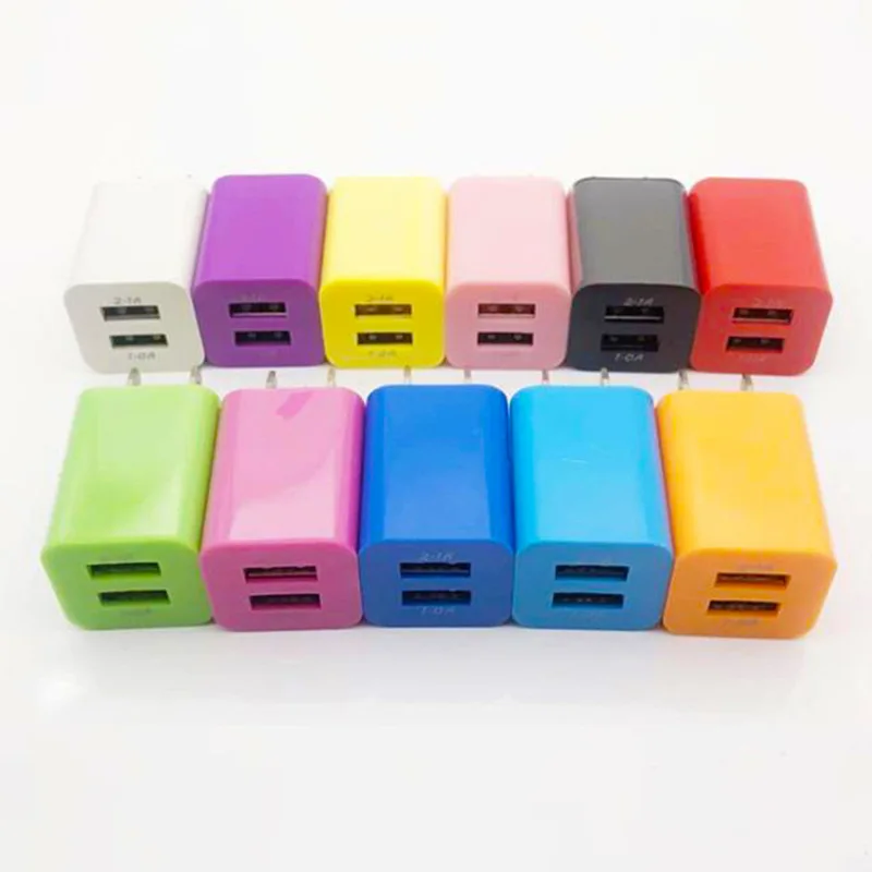 JCX/2023 Wholesale Slim  5V 1A 2 USB 2 Ports Travel Adapter Fast Charging USB Wall Charger