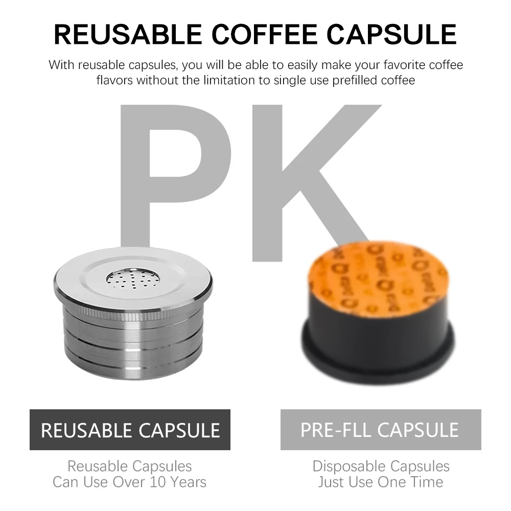 3Pods 1Tamper Set Reusable Coffee Pod Refillable Coffee Capsule Compatible With DETAL Q NDIQ7323 DETALQ MILKQOOL LAVAZZA EP MINI