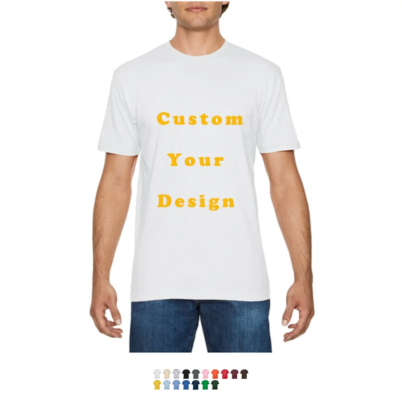Custom Your Logo Design 36 Colors 100% cotton 180gsm Unisex Silk Screen Print Blank Casual T-shirt for Men