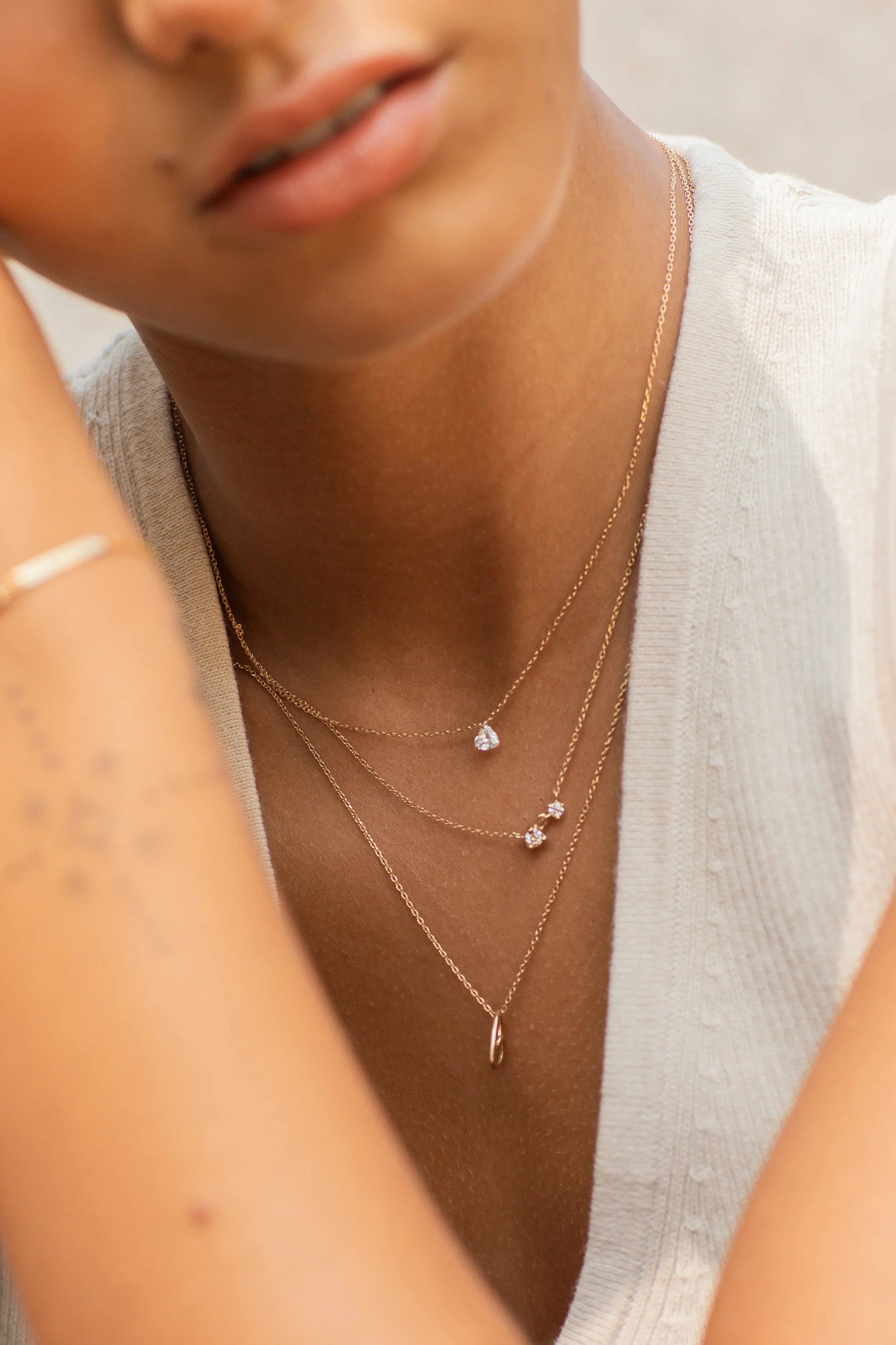 VLOVE Jewelry Customization Factory Pure Gold Necklace Jewelry Production 14k & 18k Diamond Twin Necklace