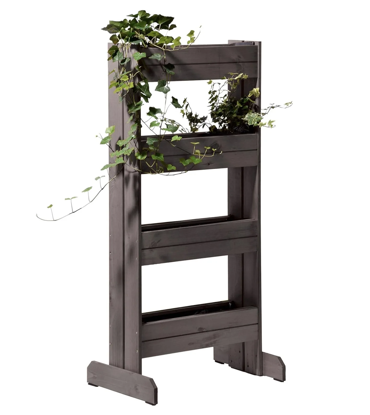 Vertical Flower Bed Solid Wood Vertical Raised Bed with 4 Planters
