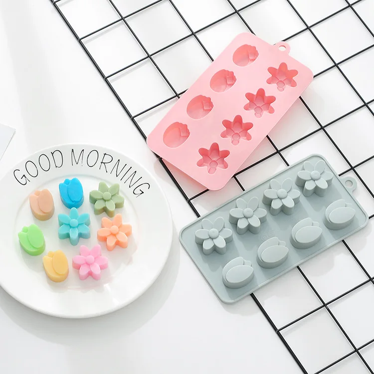 
BPA free 8 petal shape universal high quality silicone ice cream bread cake mousse candy ice soap chocolate mold 