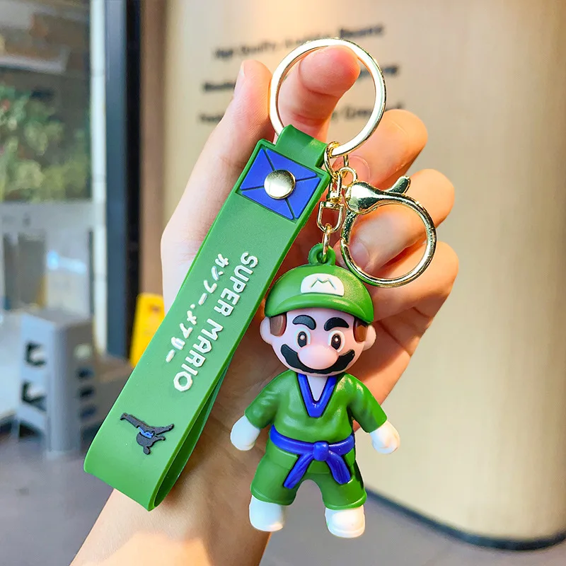 Cartoon 3D Tae Kwon Do PVC Keychain Super Mario Bros Mushroom Car Bag Decoration Key Ring Promotional custom Rubber Keychain