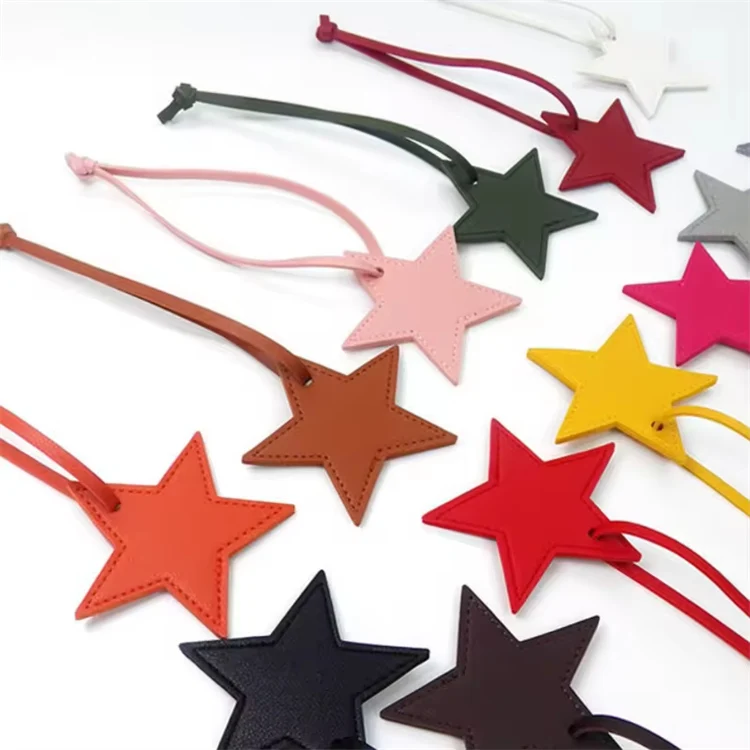 2024 Creative PU Leather Star Charm Pendant Colorful Bag Charms Five Pointed Star Bag star keyholder key chains Pendant