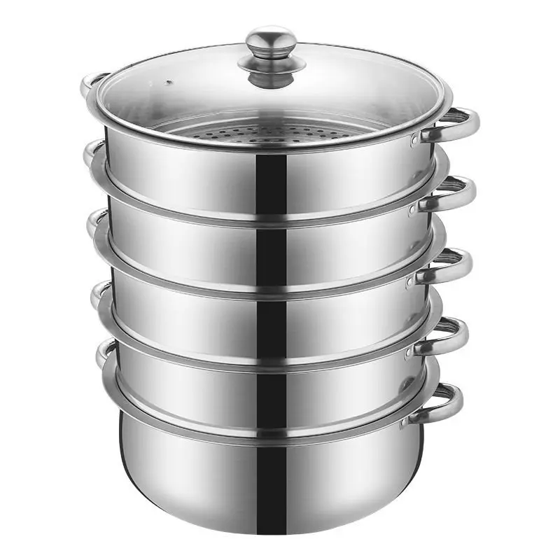 Non-stick Inner Coating 5 layers Stainless Steel Steaming Soup 30 32 34 36 38cm Pot Home Use Panelas Cookware Set