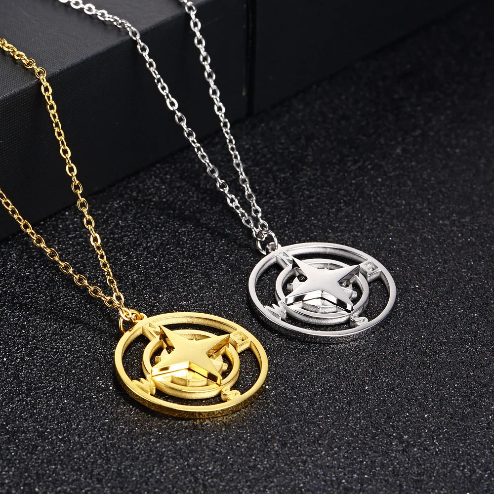 High Quality Stainless Steel Gold Plated Digital Compass Necklace Orientation Necklace For Women Men