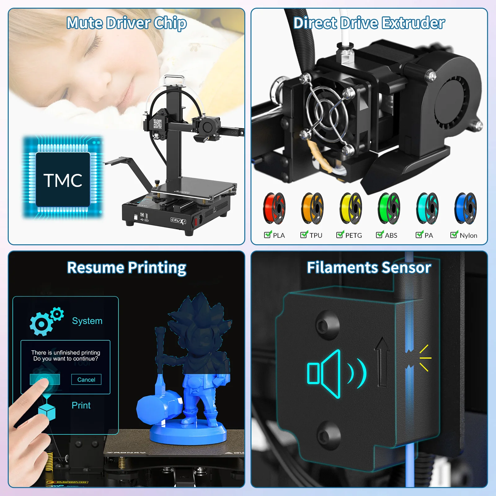 Crux 1 быстрый 3d принтер китайский производитель принтеров золотой PEI tronxy сборка поверхности наборы 3D все в одном портативный