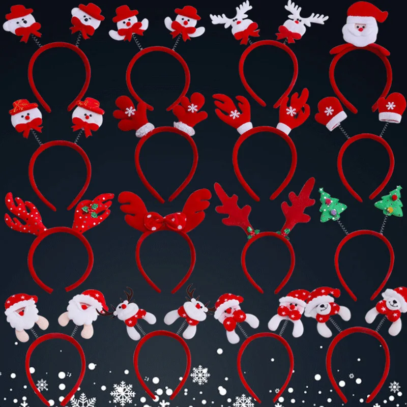 Linda Christmas Hair Clip Christmas Headband Headdress Accessories Hairpin Antlers Snowman Decoration Bowknot