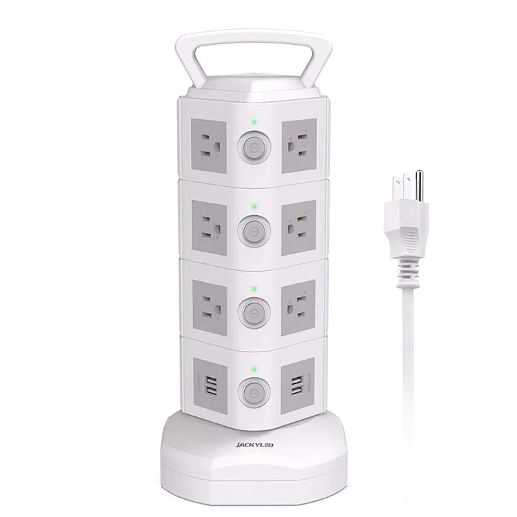 New design electrical plugs and sockets tower power strip strong surge protection usb surge protector