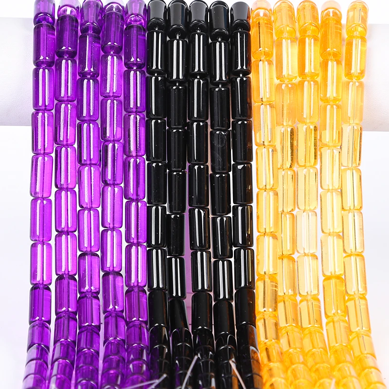 Mixed color cylindrical glass beads smooth transparent crystal loose bead jewelry necklace DIY making
