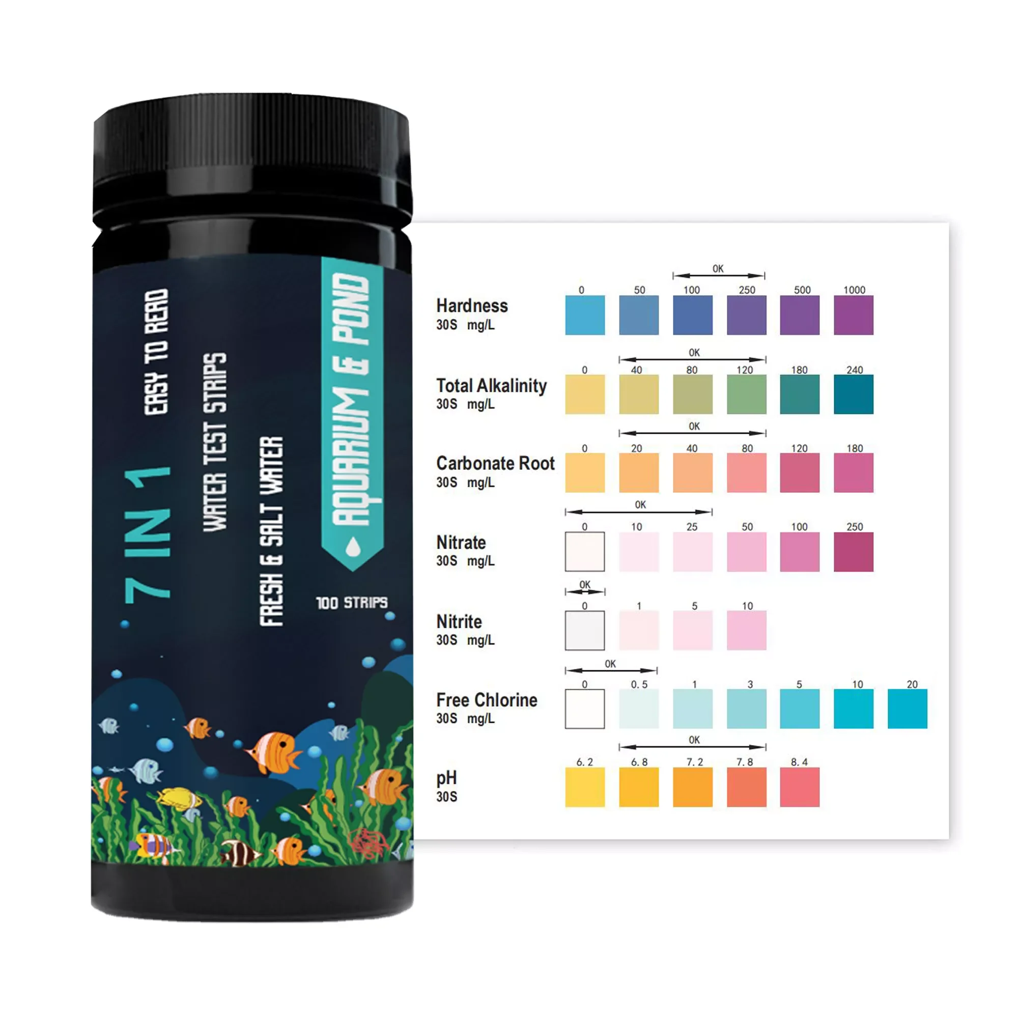 Best Sale Aquarium Water Test Strips 7 in 1 Pool Test Aquarium Accessories Water Test Strips