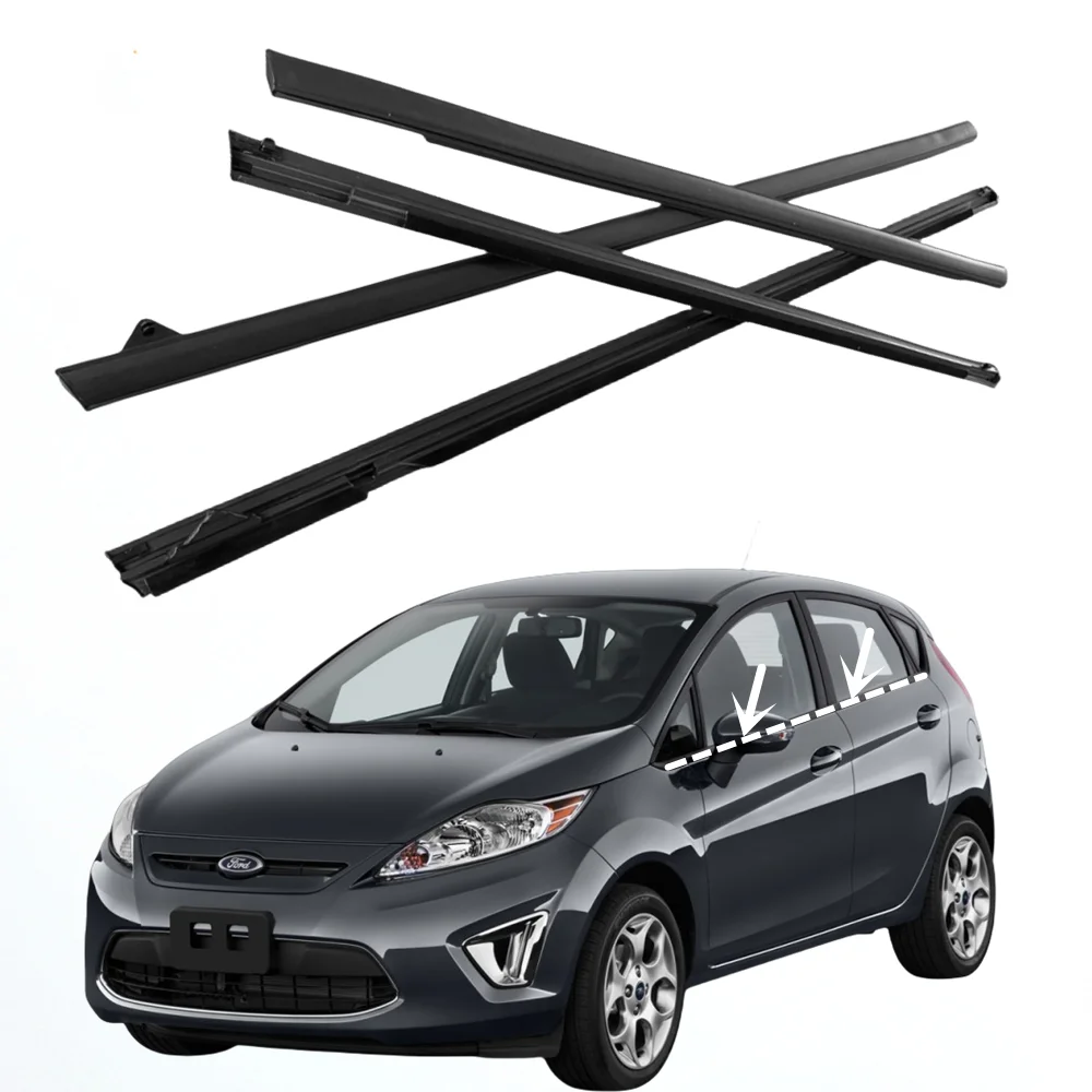 Front & Rear Door Glass Outer Weatherstrip RH Side LH Side Door Belt Line Weatherstrip Rubber Seal For Fiesta 2009-2013