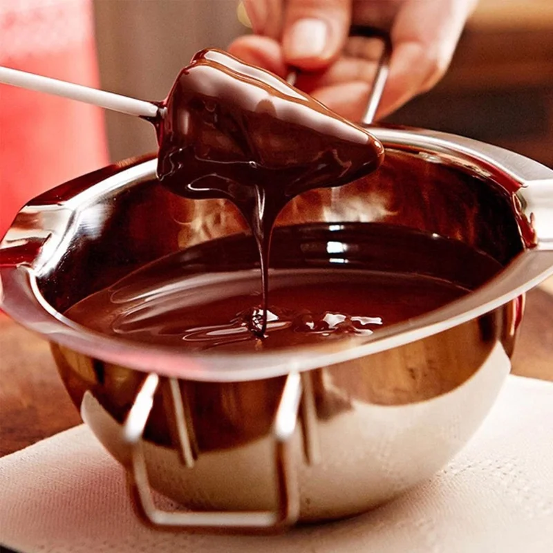 Amazon Hot Sale Long Handle Chocolate Pot Stainless Steel Sugar Melting for