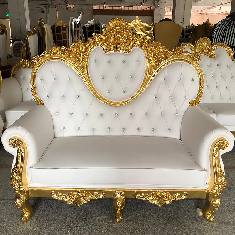 Elegant Design European Style Wooden White Wedding Love Seat Sofa for Sale