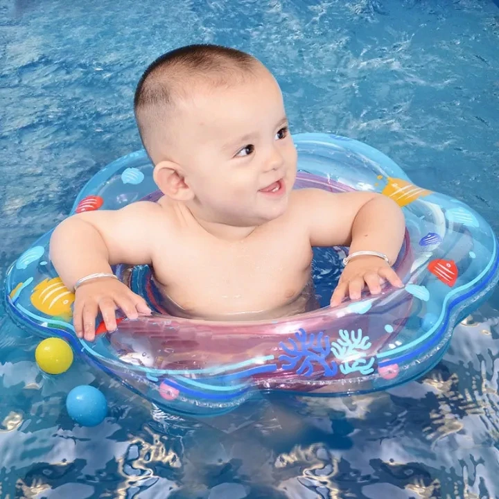 B01 R inflatable collar Ring Pool Swim Ring with Safety Seat for Baby Age 6-36 Month Double Airbag Suitable Baby Swim