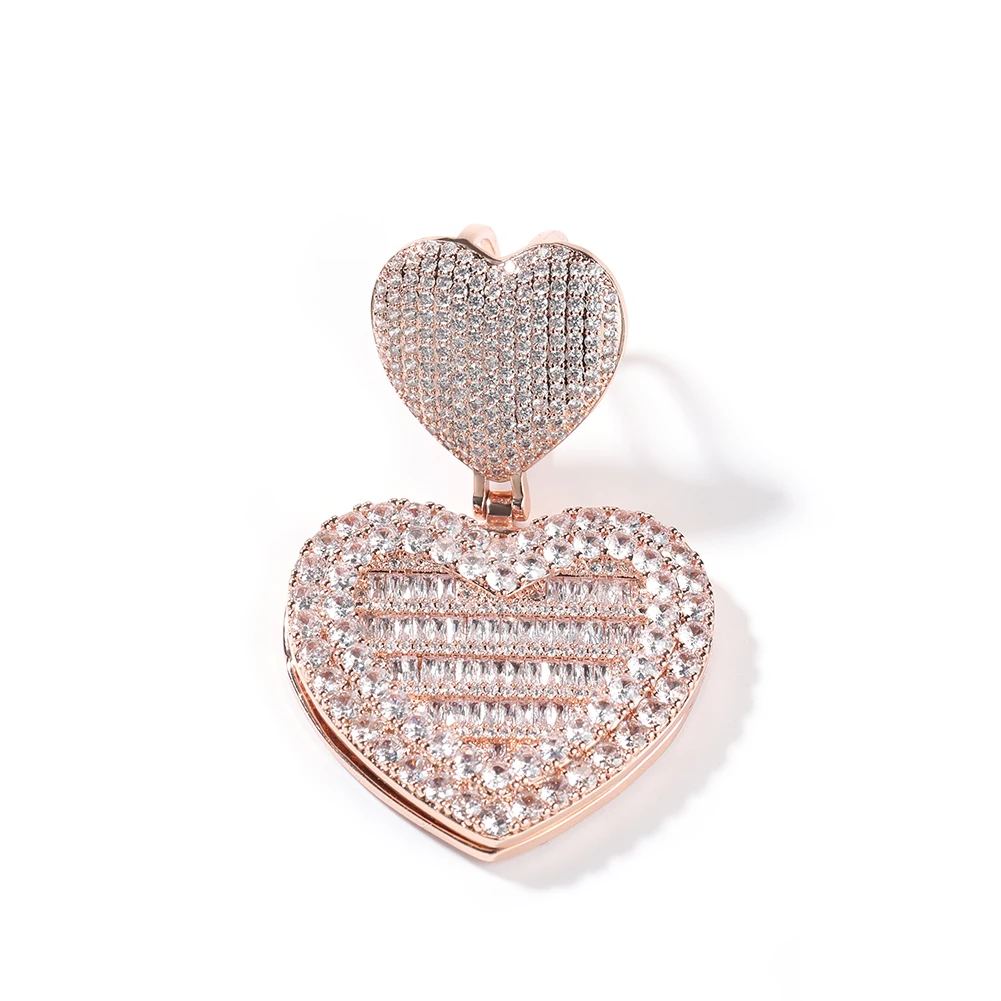 Hip Hop Personalized Custom Picture Necklace Memory Medallion Sublimation Photo Necklace Ice Out Pendant