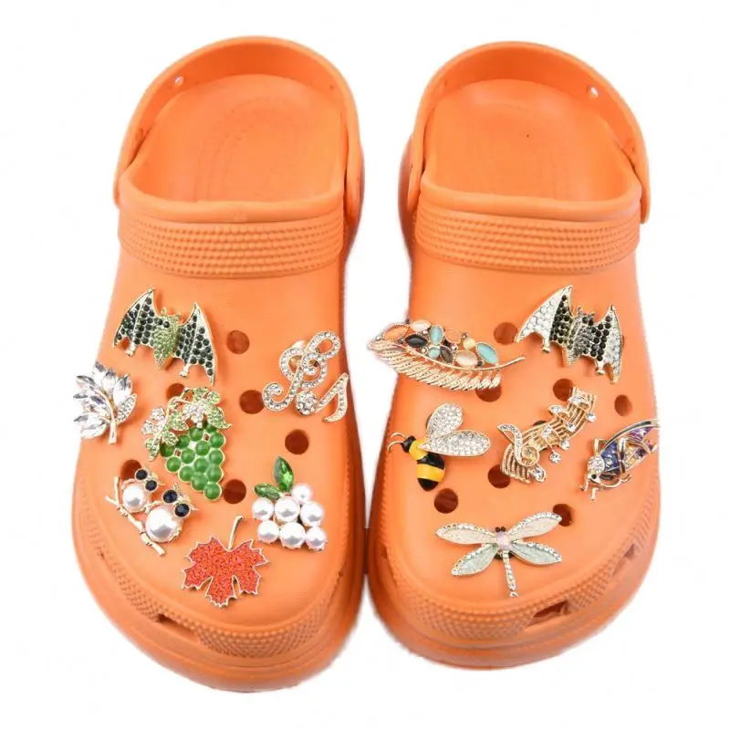 Bling Alloy Rhinestone Shoe Charms PVC Dragonfly Rose Insect Owl for Slipper Design Christmas Gifts for Shoe Decorations