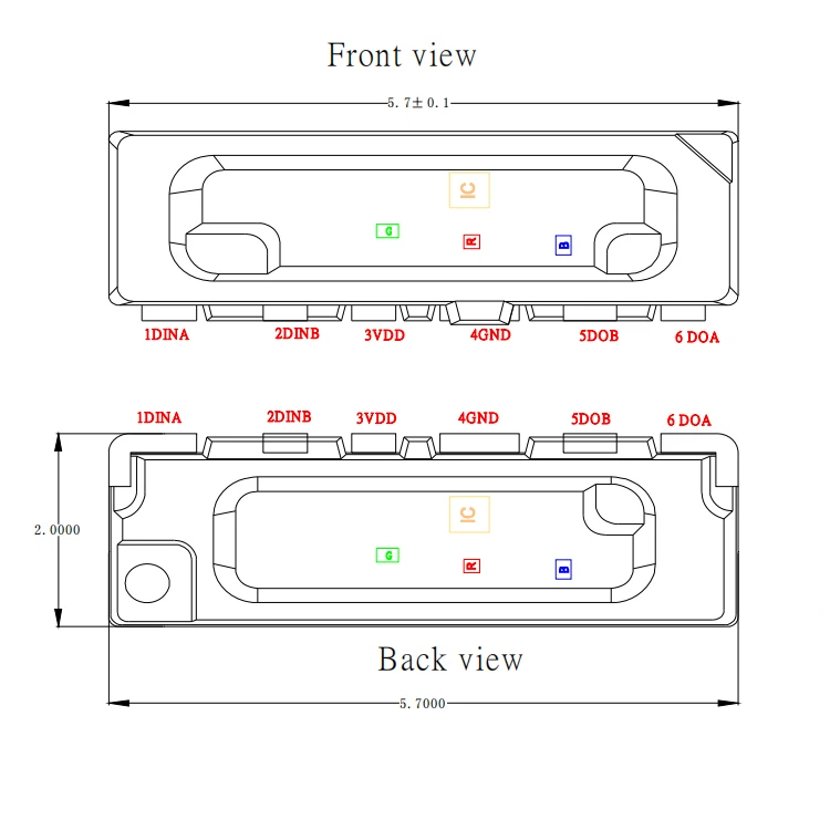 Dual Sides View Built-in IC LED Diode SMD 5720 RGB Addressable SK6805SIDE-V-D-C-RV Dream Color Programmable Two Light Emitting