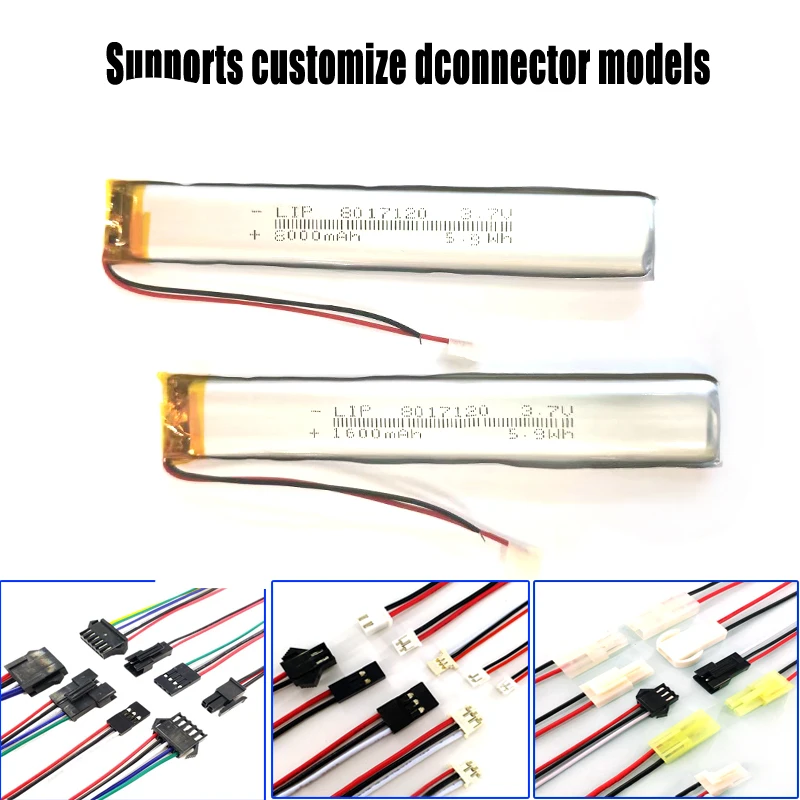 long strip lithium battery 3.7v 8017120 1600mah 5.92wh li-po li polymer lipo led strip light lithium ion batteries