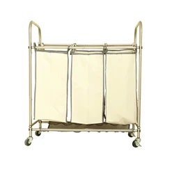 Stainless Steel Foldable Silver Laundry Sorter Cart Laundry Sorter With Wheels