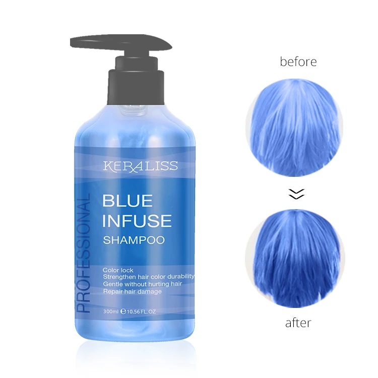 Best Selling OEM Hair Color Change Infuse Shampoo Blue Color Wash Depositing Hair Dye Shampoo