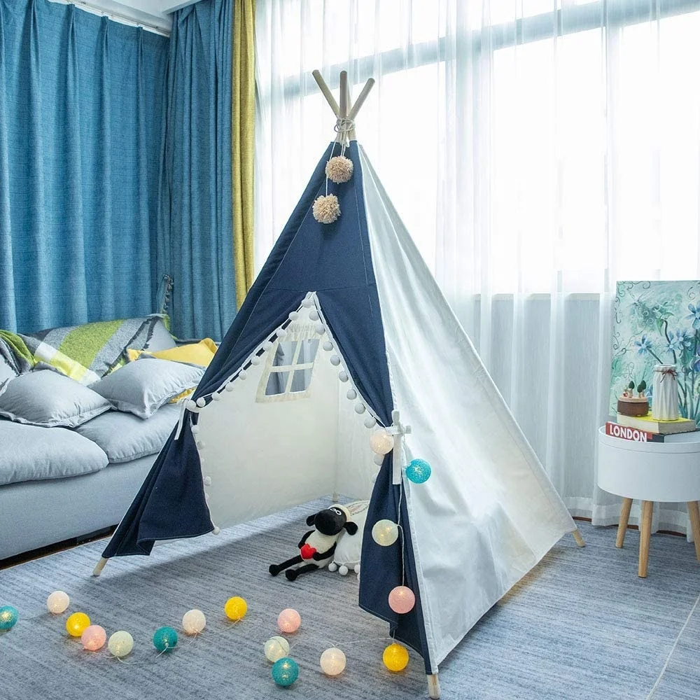 CE Approved Customized Logo Style Kids Indoor Cotton Canvas for Children play tent