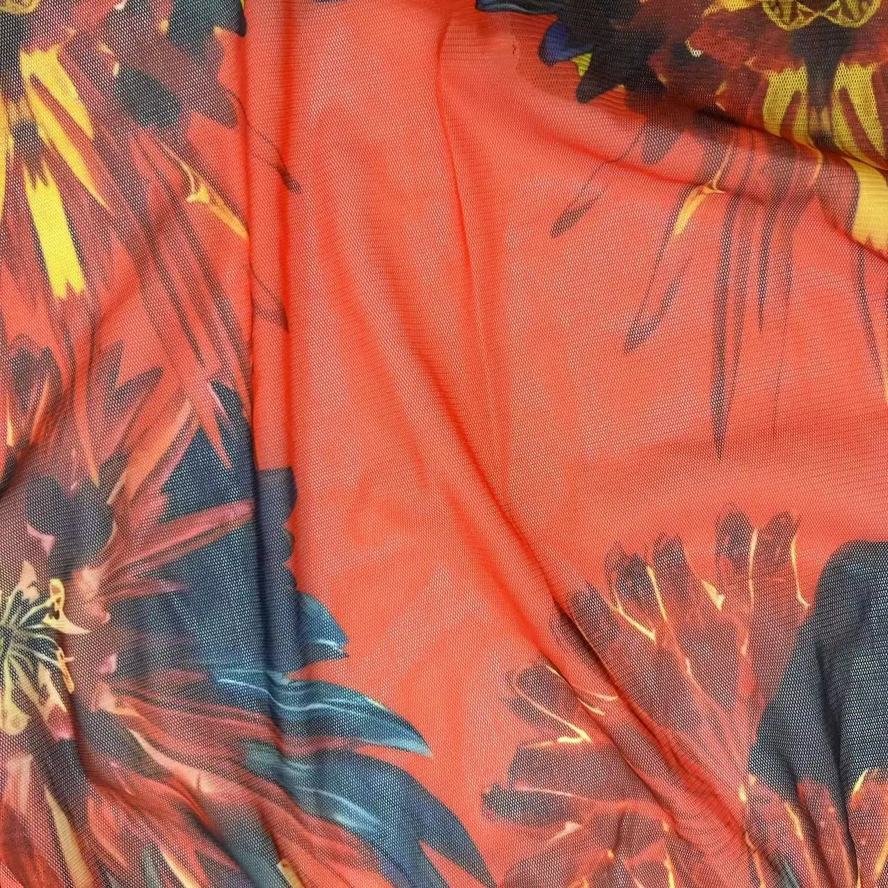 OEM&ODM in stock custom patterns digital print fabric 100%polyester light and breathable Mesh Fabric for Clothing home textiles
