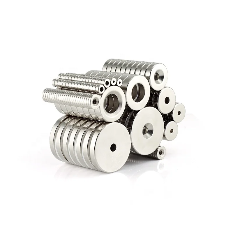 Strong circular neodymium magnets magnetic materials n52 disc neodymium magnet with countersunk hole for screw