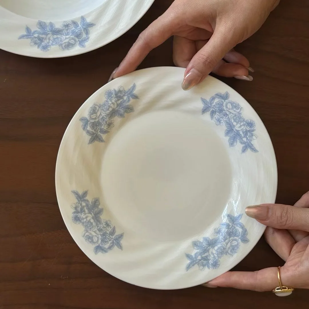 Vintage Rose Ceramic Plate High Quality Bone China Plate Bowl for Home Hotel Restaurant