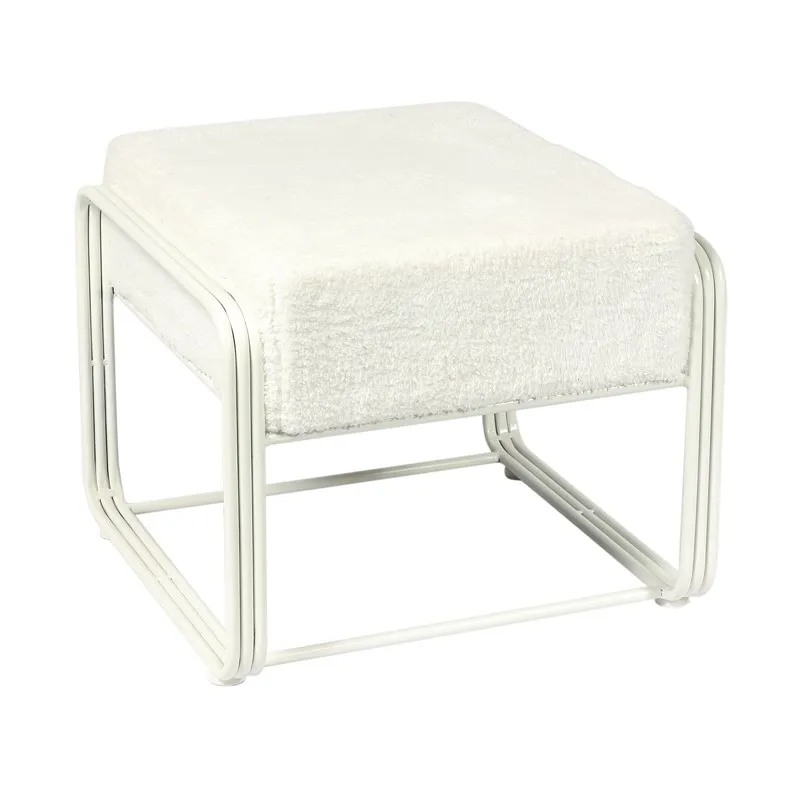 Bailey Velvet Ottoman Square Cube Foot Rest Stool with Metal Base