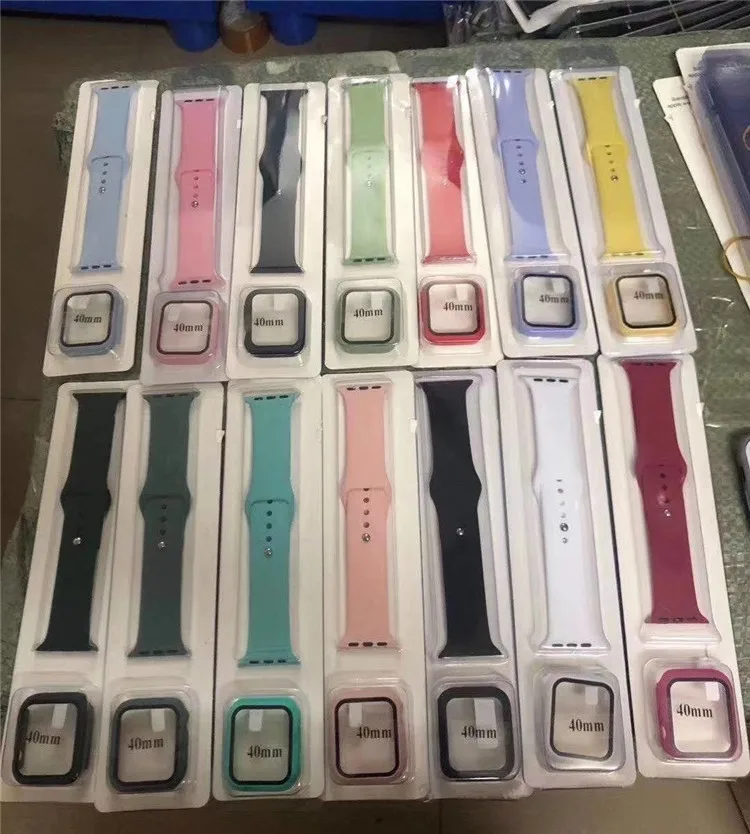 Quick Release Watch Strap 38-44mm Strap Rubber Watch Bands With Protector Case For Apple Watch