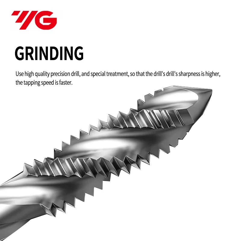 Korean YG  Combo Machine Multi-function Spiral Tap for Steel Parts Stainless Steel Aluminum T28 grinding stone drill bits