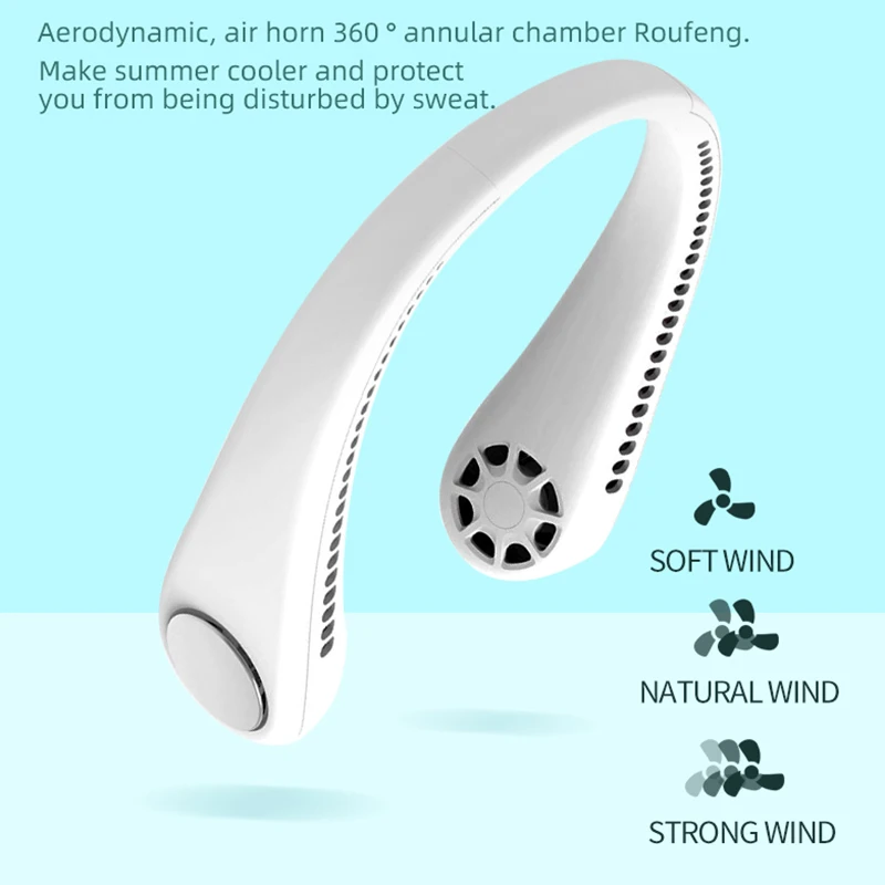 Mini Portable portable Hands free bladeless Hanging Neck Fan Air Coolers USB Rechargeable Sports Fans for Outdoor Cooling Summer