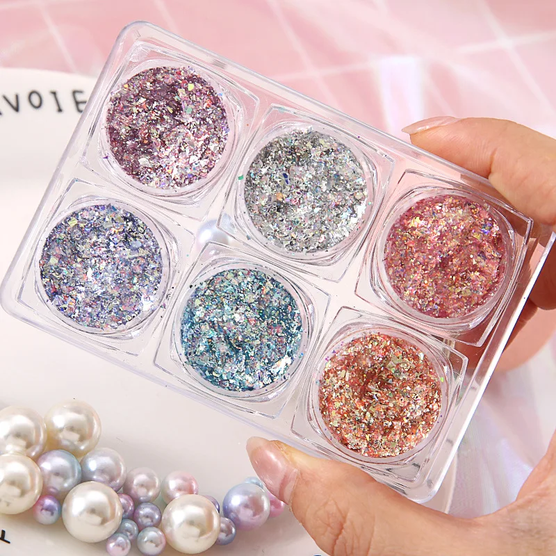 Charming multiple colors customized cosmetics 6 in a pack private label makeup eyeshadow glitter