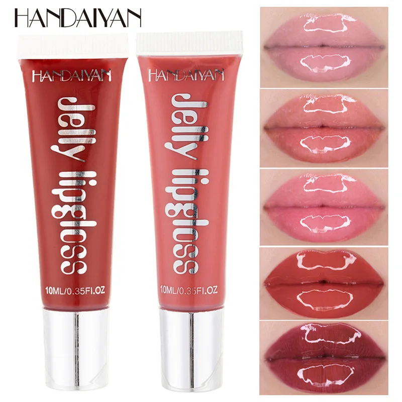 Handaiyan Waterproof Moisturizing Lip Gloss Candy Jelly Glass Mirror Liquid Lipstick Sexy Lip Tint Makeup with Lip Protect