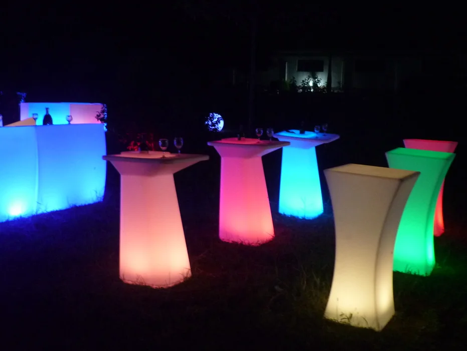 Led Ice Bucket Table And Light Up Double Sofa Set Nightclub Ktv Party End Table Modern Colorful Led Bar Furniture With Led Light