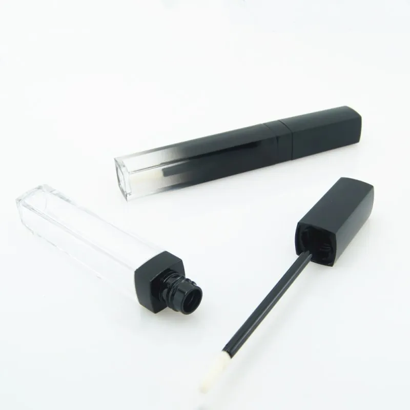 Cosmetic Packaging Black Rectangular Empty Lip Gloss Container Wholesale Lip Gloss Stick Tube 7ml Lip Gloss Tube Custom logo