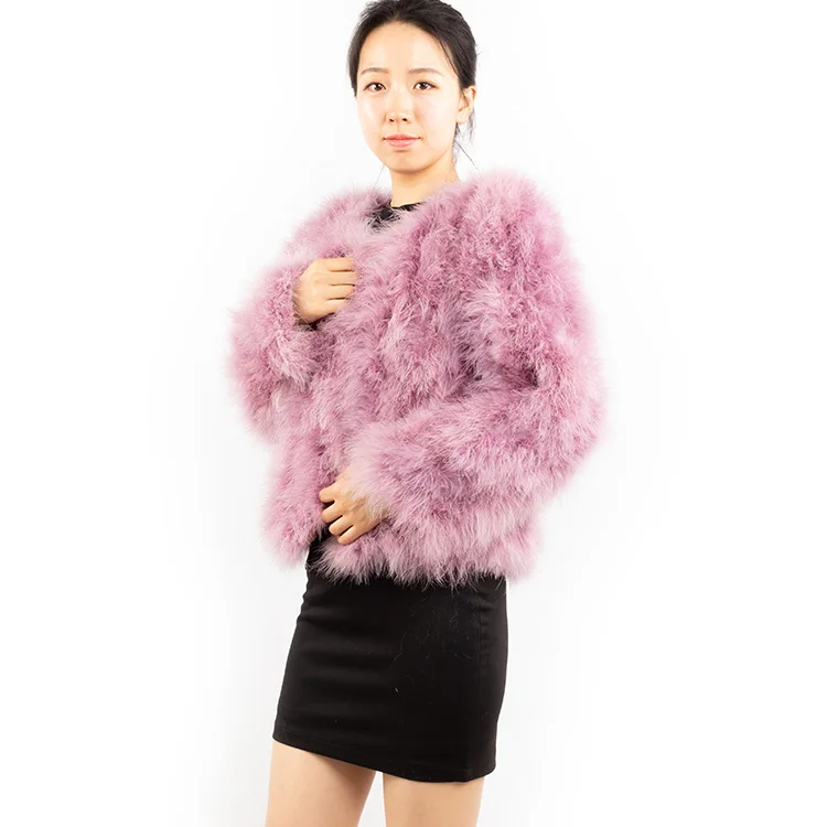 wholesale soft yellow fur coat fluffy women real ostrich feather coat