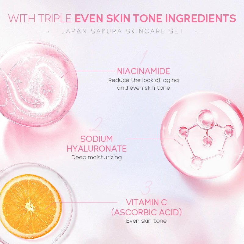 Laikou japan sakura facial products hydrating anti-aging brightening repairing cream professionals skin care set 6pcs