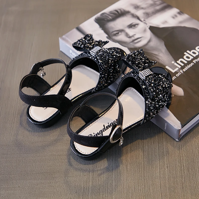 Pretty cute children flat sandals girls kids leather for