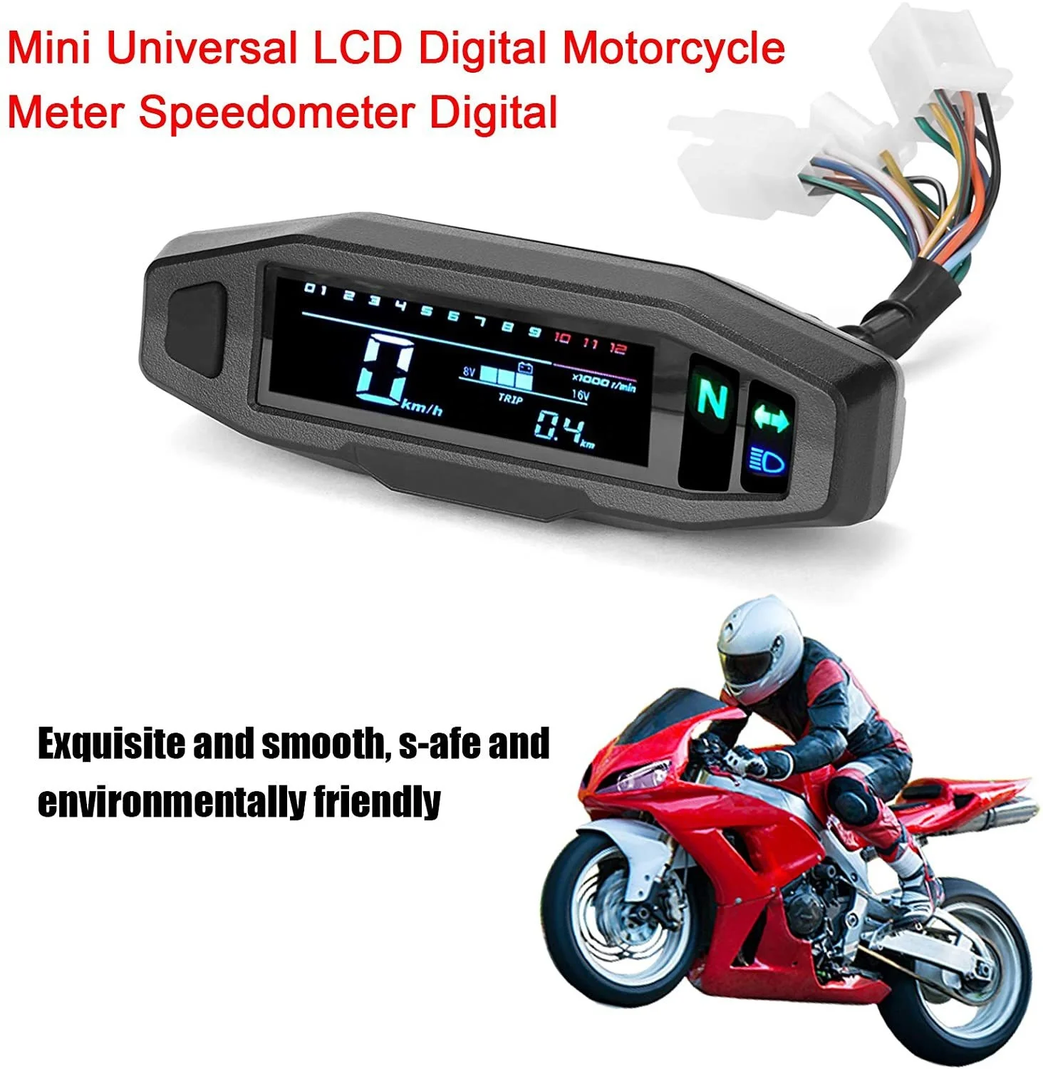 Motorcycle modified mini mini HD LCD speedometer Speed speed oil scale HD adjustable LCD