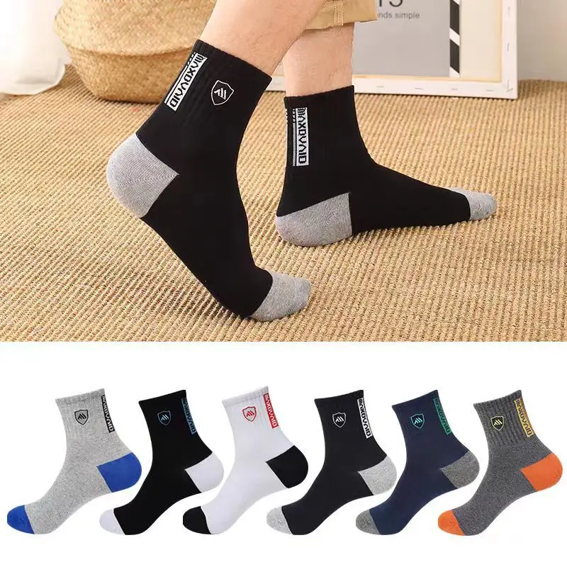 6 Pairs Box Classic Soft Business Socks Crew Bamboo Polyester Fiber Men Tube Sport Socks Set In A Box